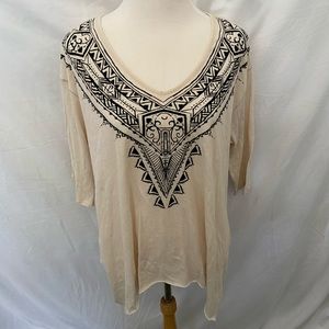 We the Free printed 3/4 sleeve top